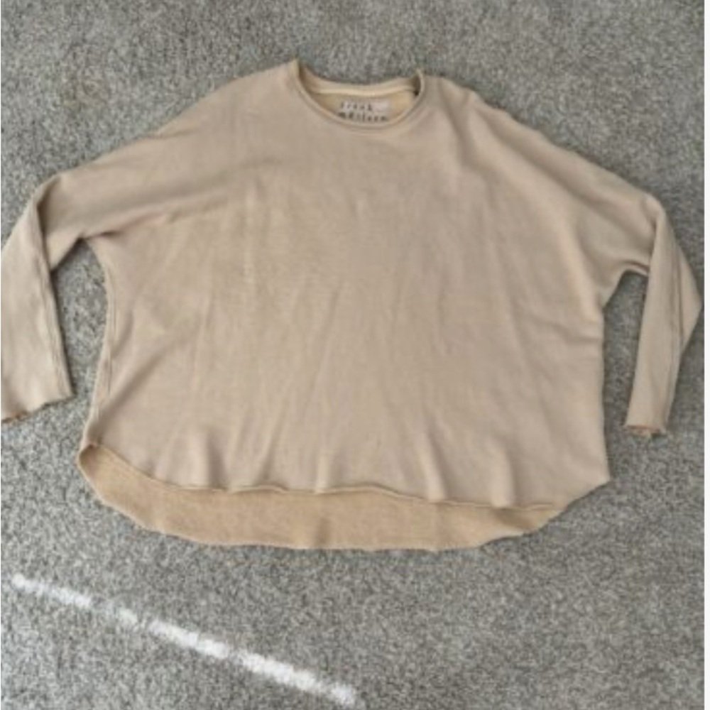 Frank & Eileen Anna Long Sleeve Capelet sand Large Sweatshirt